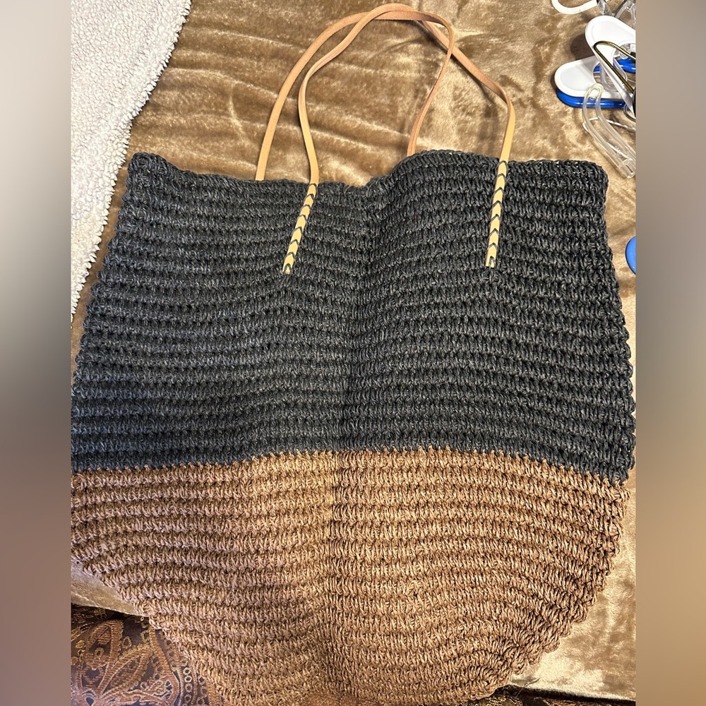 Stylish Beach Tote Bag Black and Brown